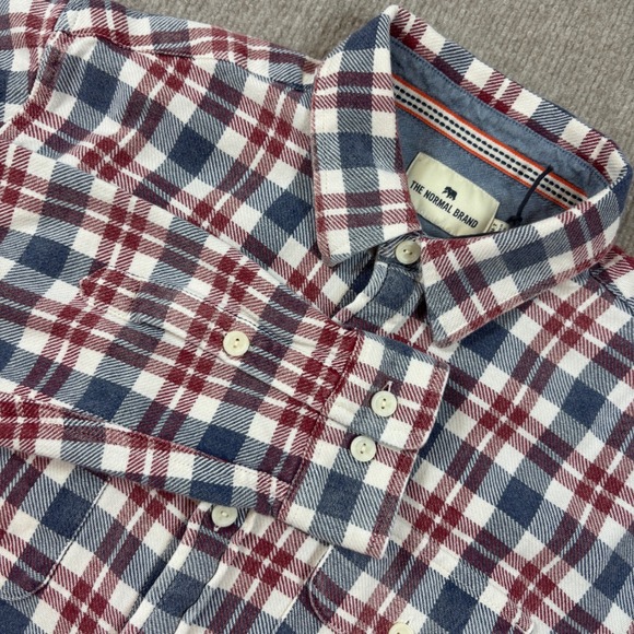 The Normal Brand Other - The Normal Brand Mountain Flannel Overshirt Mens Medium-T White Plaid Button Up